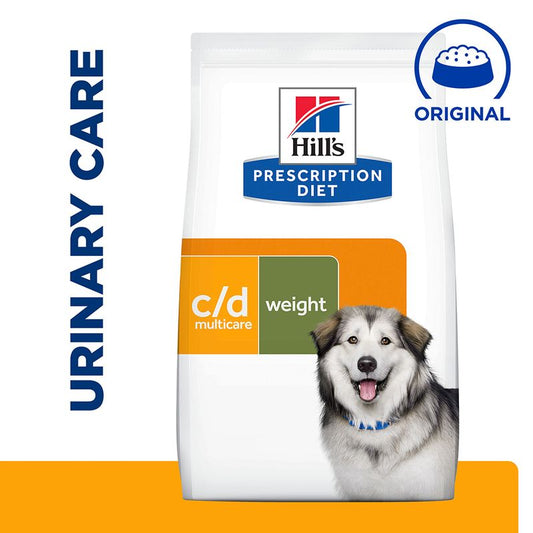 Hills Prescription Diet c/d multicare urinary care dog food package on a white background