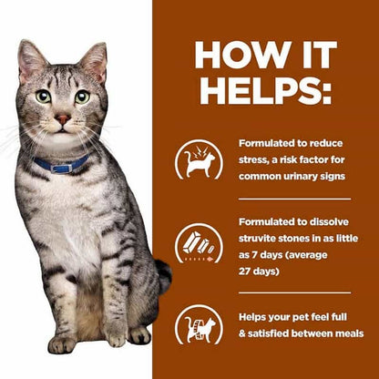 Cat with a brown background and text about pet product benefits