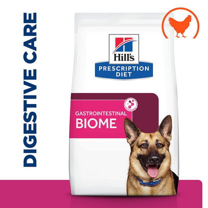 Hill's Prescription Diet Gastrointestinal Biome dog food package with a German Shepherd on a white background