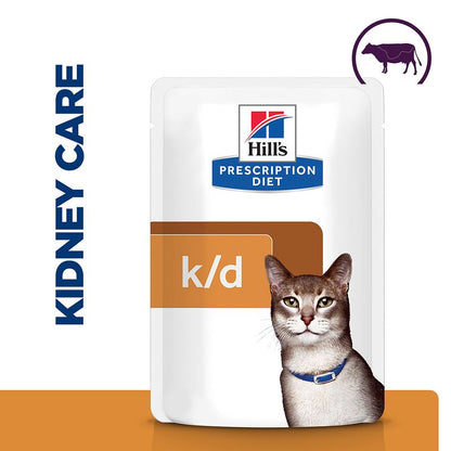 Hills Prescription Diet k/d Kidney Care cat food package on a white background
