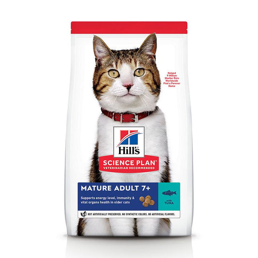 Hills Science Plan cat food package with a cat on the front on a white background