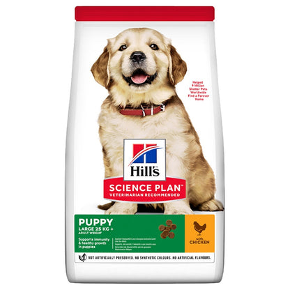 Hill's Science Plan puppy food packaging with a dog on the front.