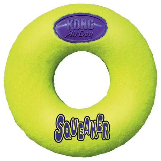 Green dog toy with a purple KONG label on a white background
