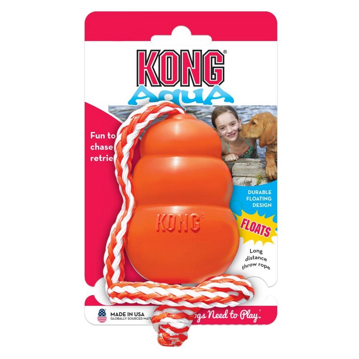 KONG Aqua dog toy with rope on packaging