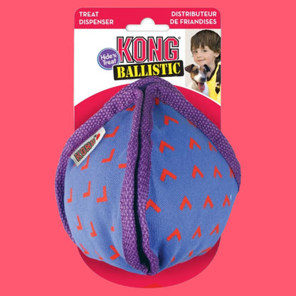 KONG Ballistic dog toy with packaging featuring a child and dog