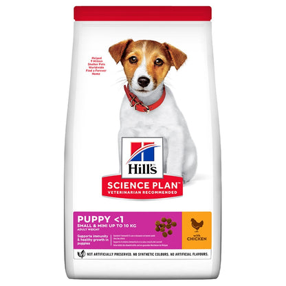 Hills Science Plan puppy food package with a dog on the label