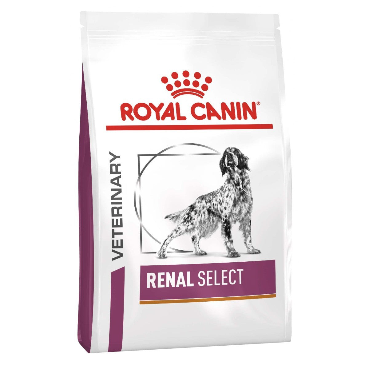 Royal Canin Veterinary Diet Renal Select dog food package on a white background