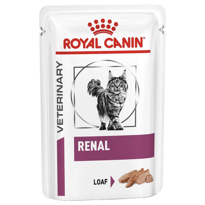 Royal Canin Veterinary Renal cat food pouch on a white background