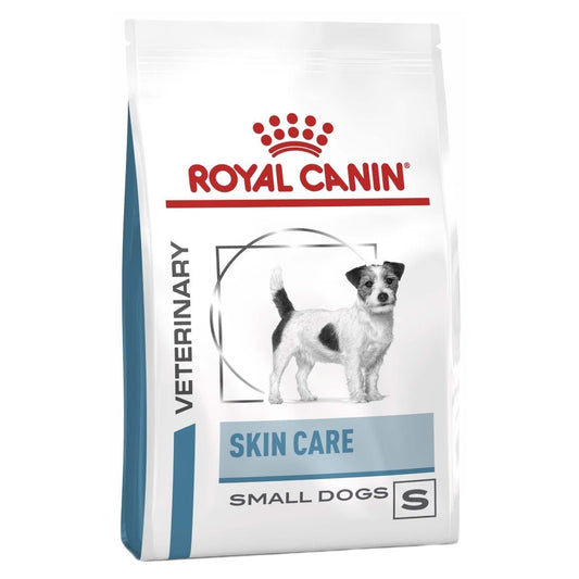 Royal Canin Veterinary Diet Skin Care Small Dogs food bag on a white background