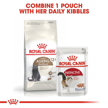Two Royal Canin cat food packages on a white background with text.