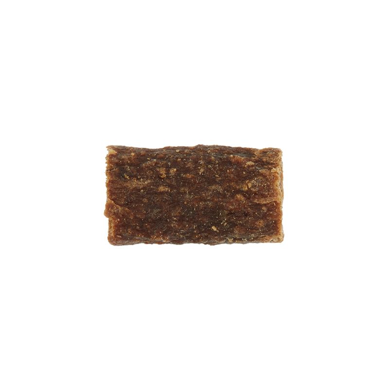 Rectangular piece of dark brown material on a white background