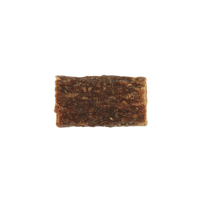 Rectangular piece of dark brown material on a white background