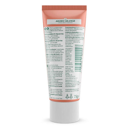 Tube of Arden Grange pet food on a white background