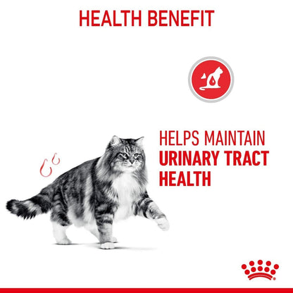 Cat on a white background with text about health benefits and a brand logo.