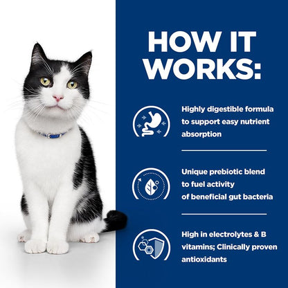 Cat with text on a blue background explaining product features